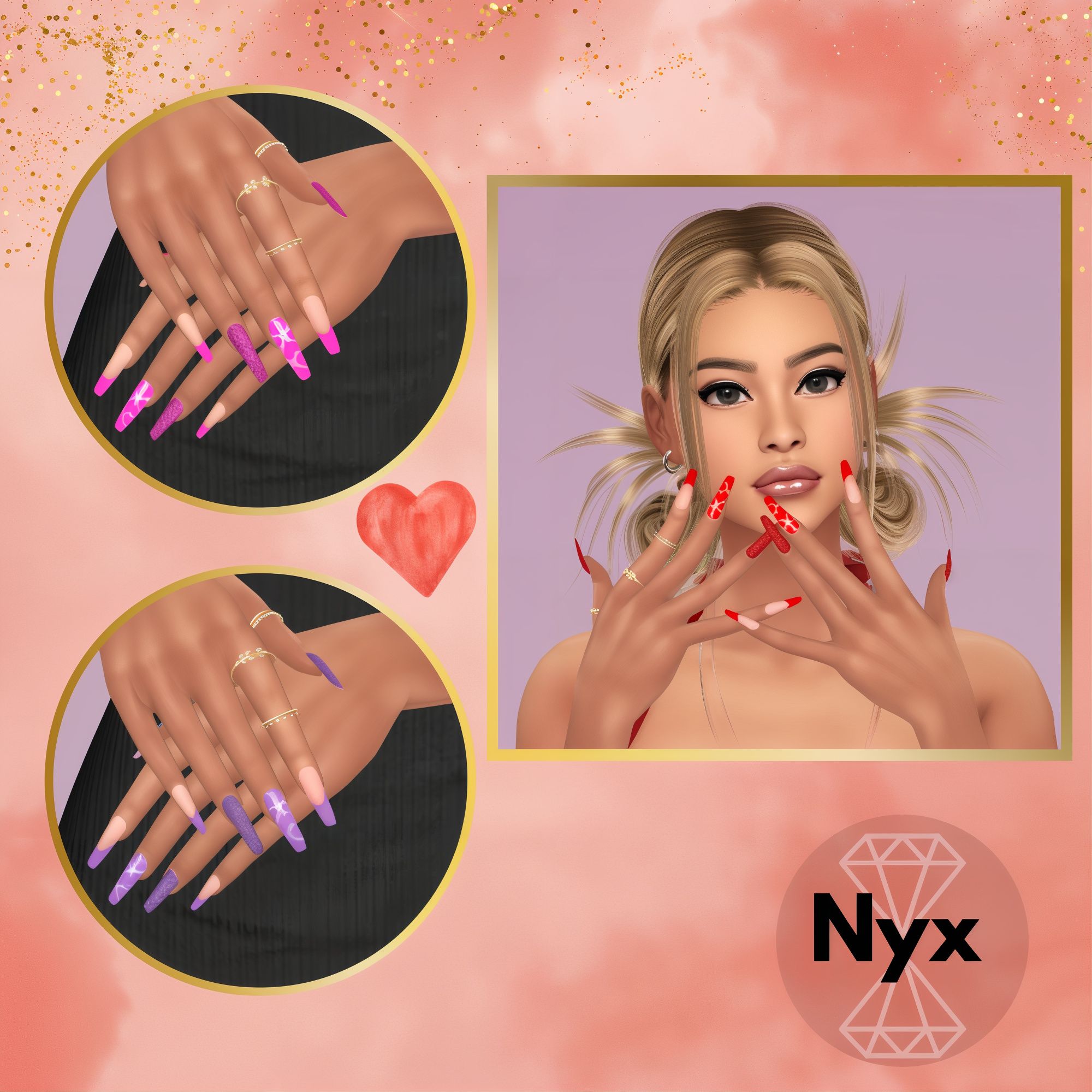 Glitter nails set 22 mod for The Sims 4 