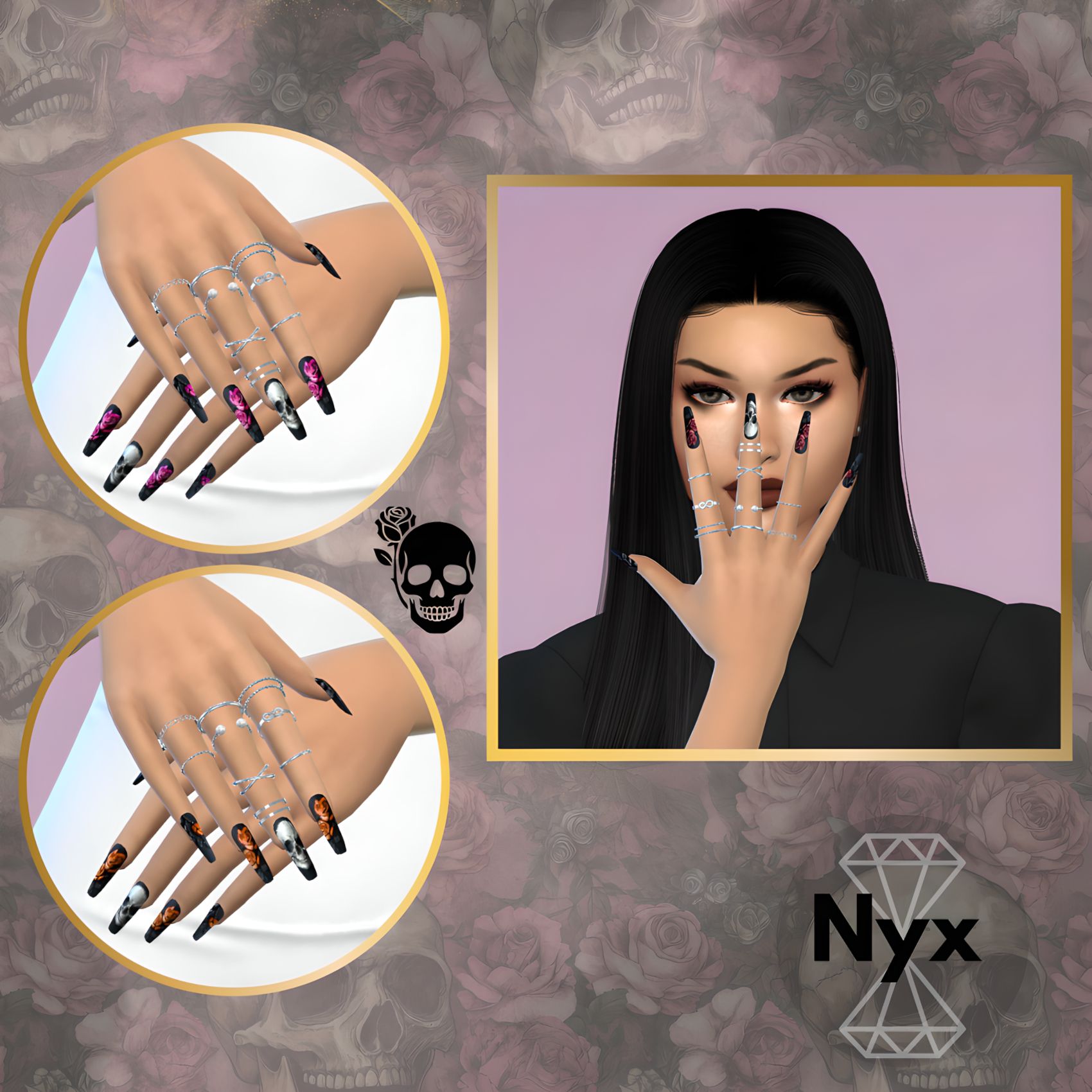 Goth nails set 96 mod for The Sims 4 