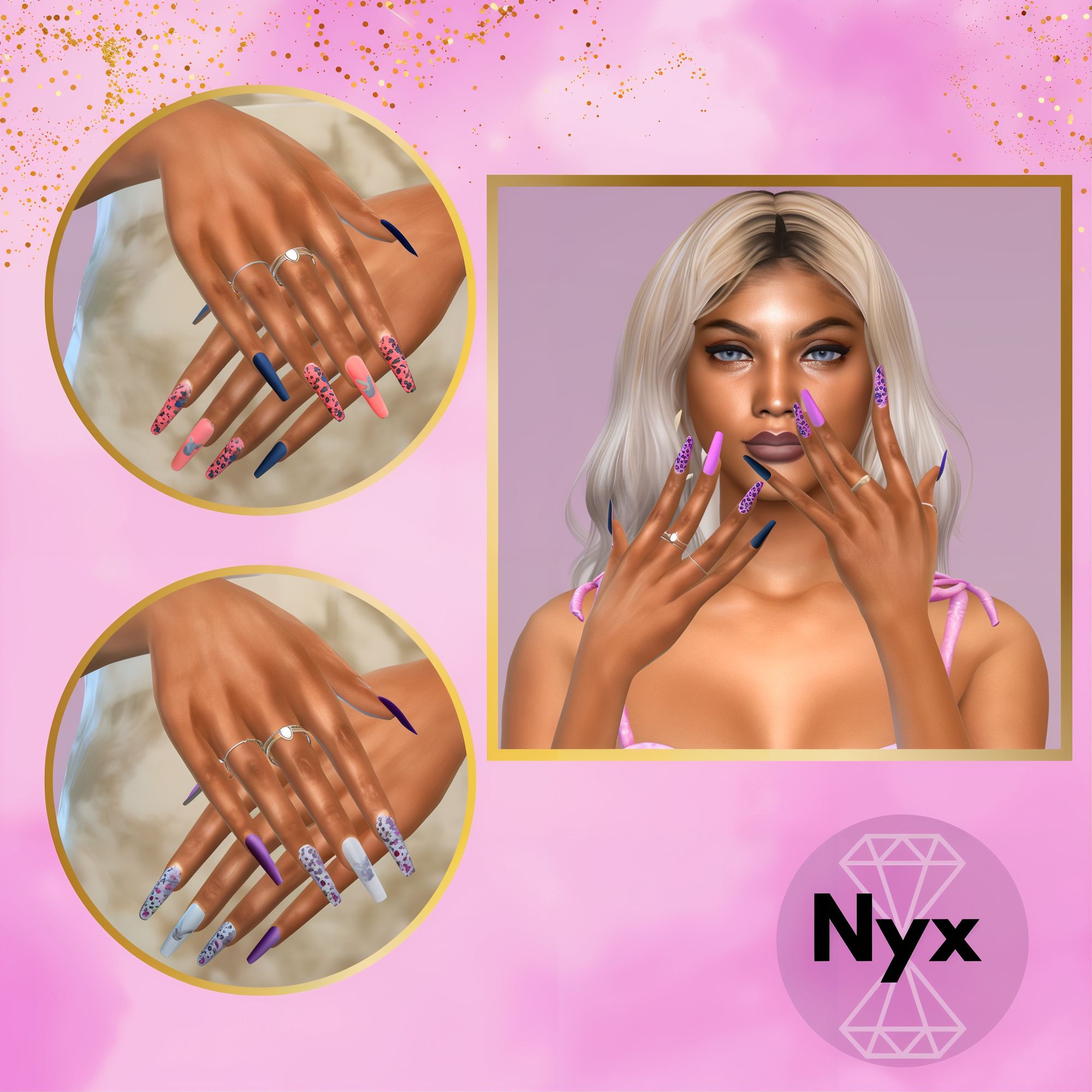 Matte nails set 15 mod for The Sims 4 