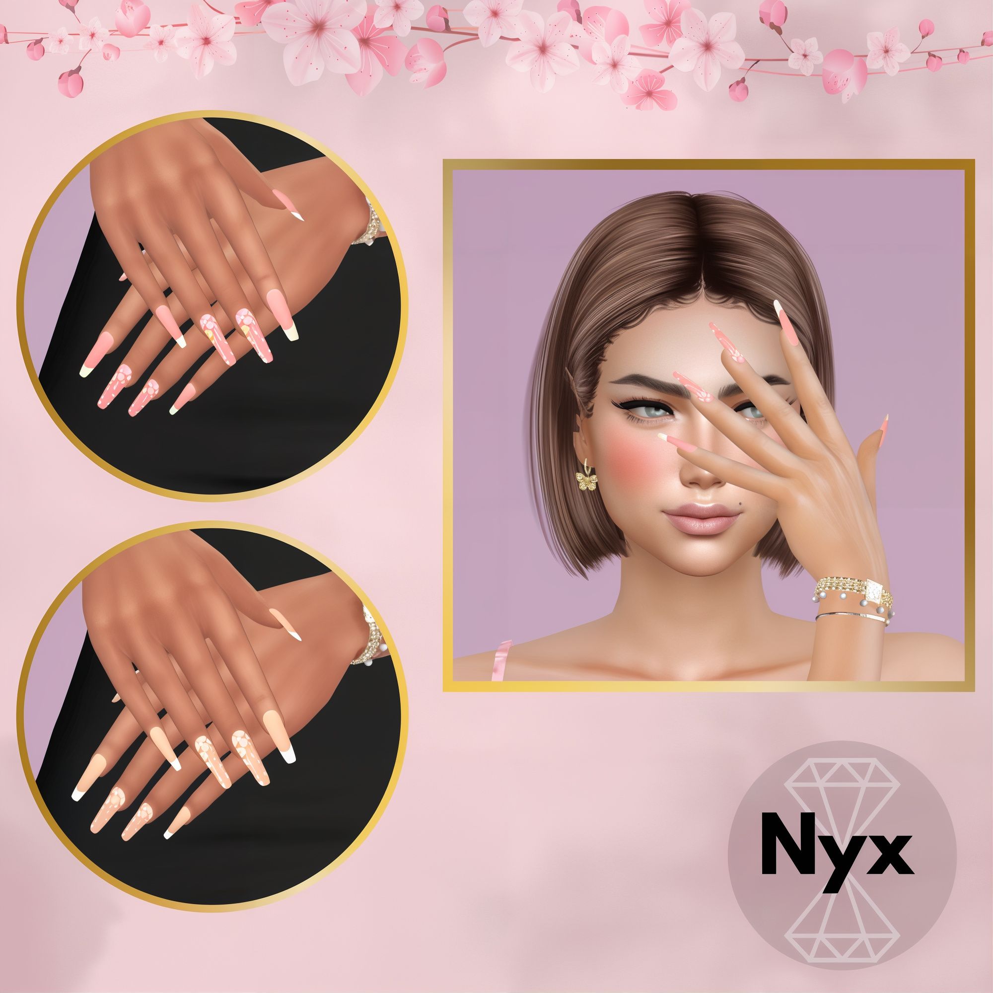 Spring nails set 30 mod for The Sims 4 