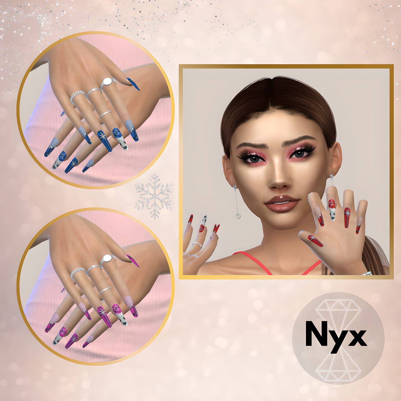 Xmas nails set 159 mod for The Sims 4 
