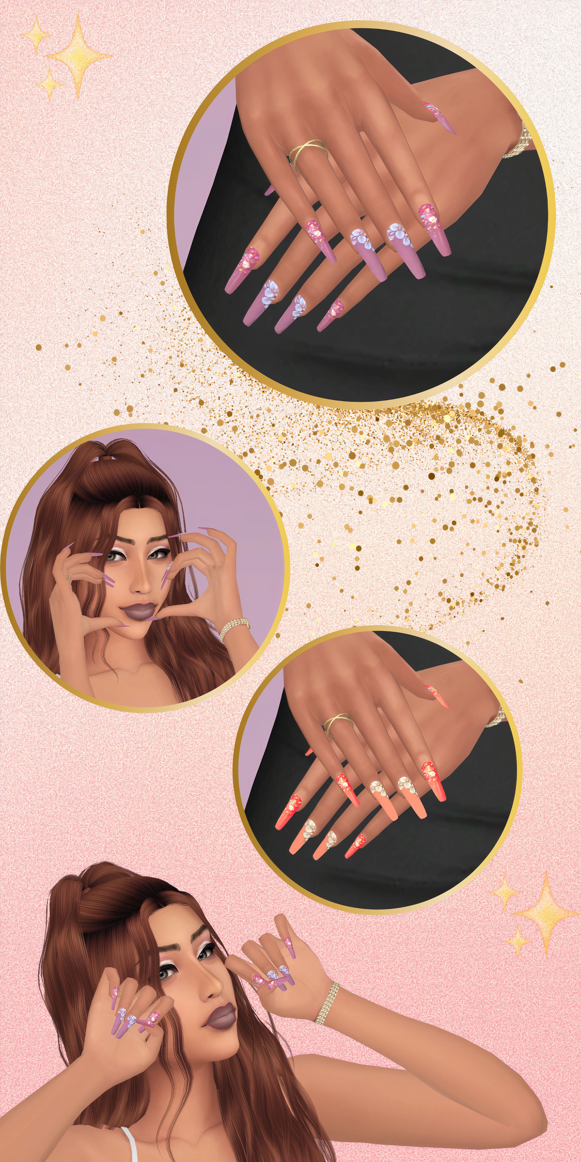 Glitter nails set 17 mod for The Sims 4 