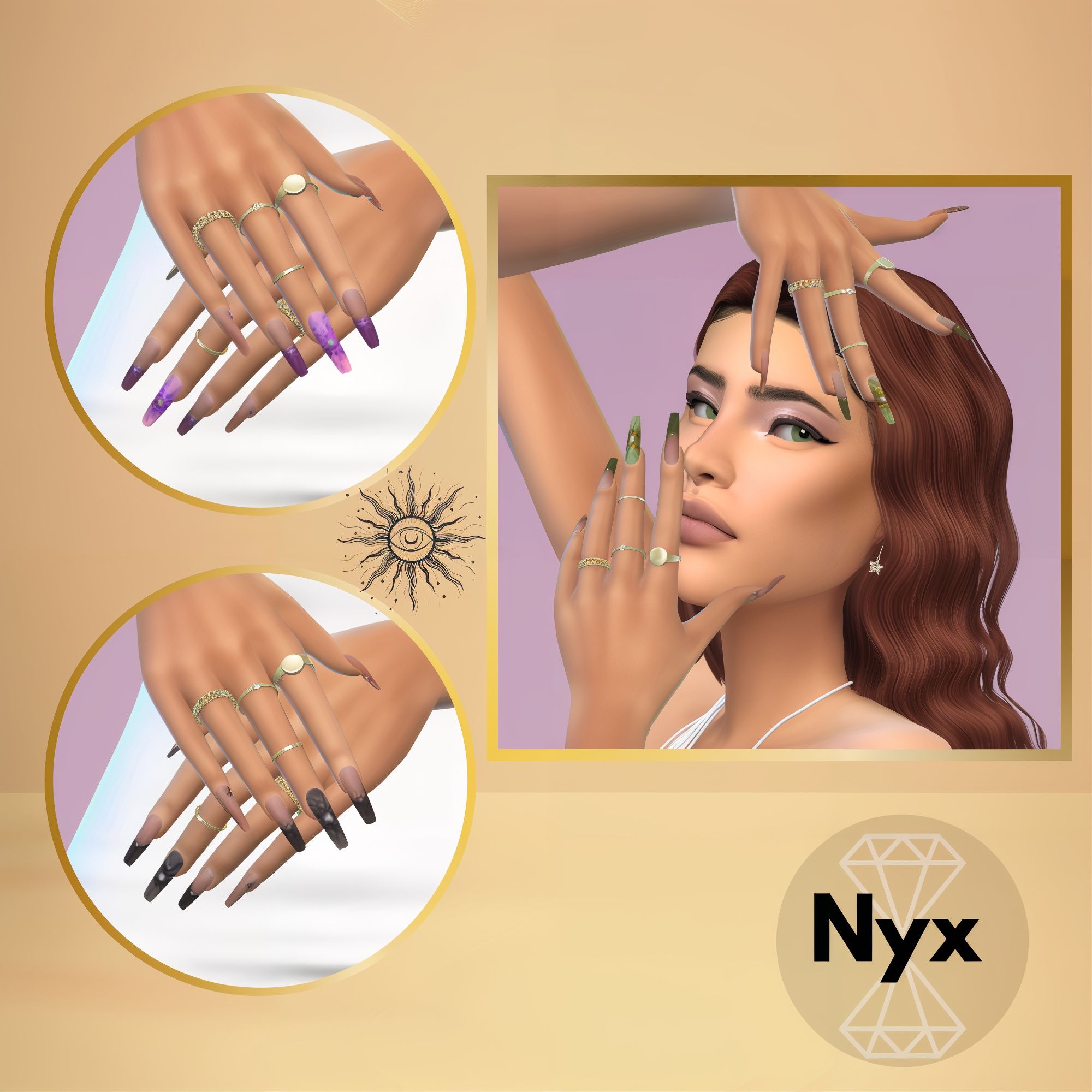 Abstract nails set 59 mod for The Sims 4 