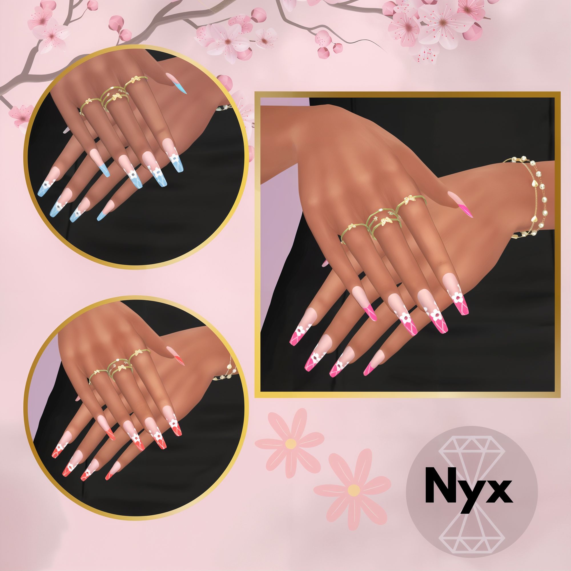 Spring nails set 19 mod for The Sims 4 
