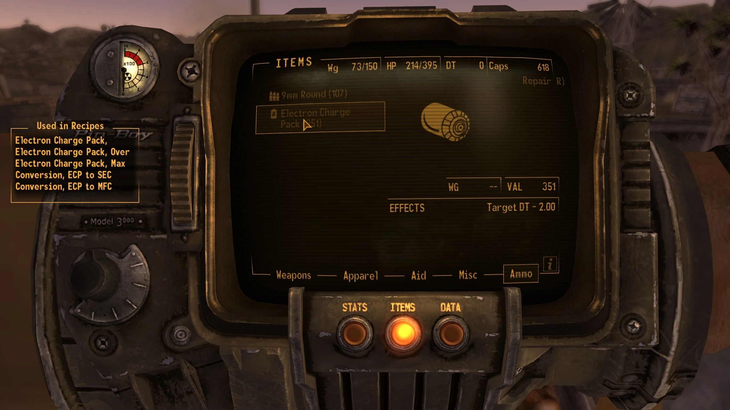 WARPED - Weapon Armor Recipe Perk Enhanced Display mod for Fallout: New Vegas