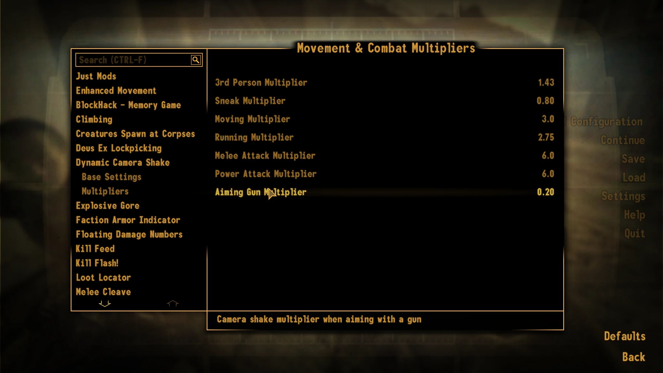 Dynamic Camera Shake mod for Fallout: New Vegas