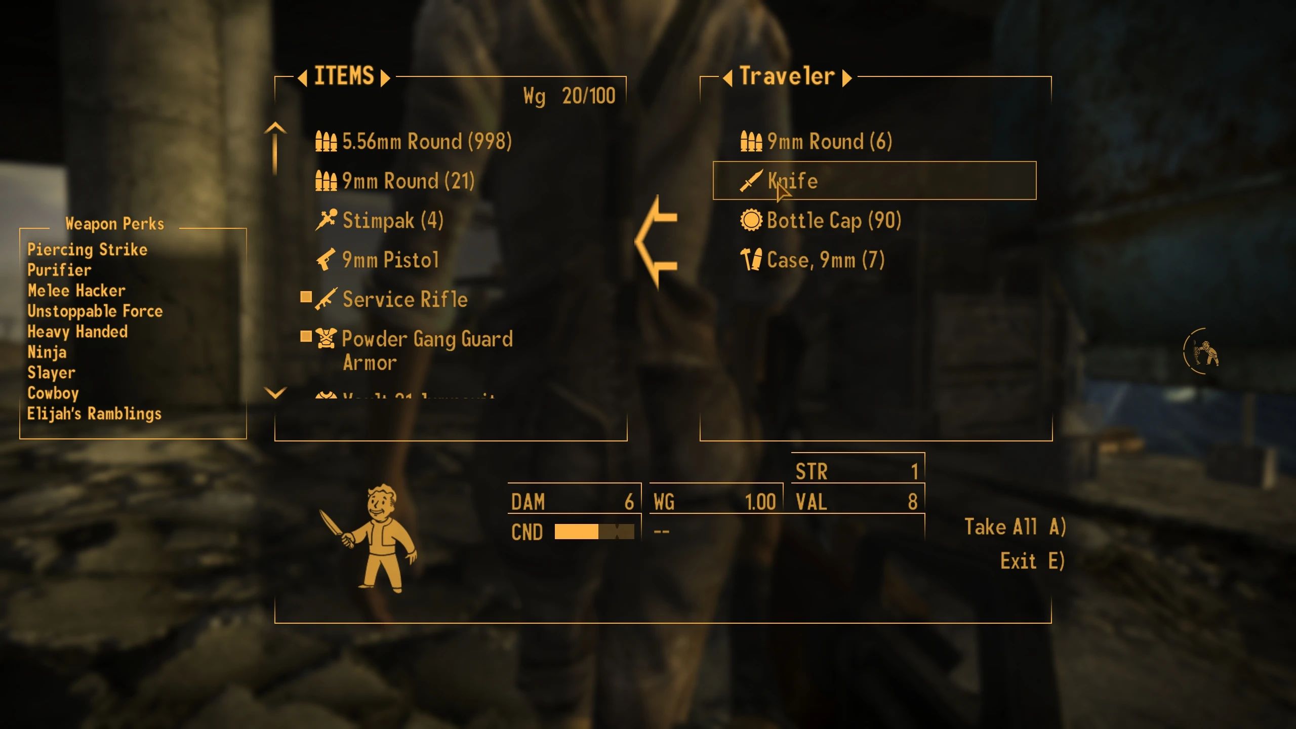 Pickpocket Success Indicator mod for Fallout: New Vegas