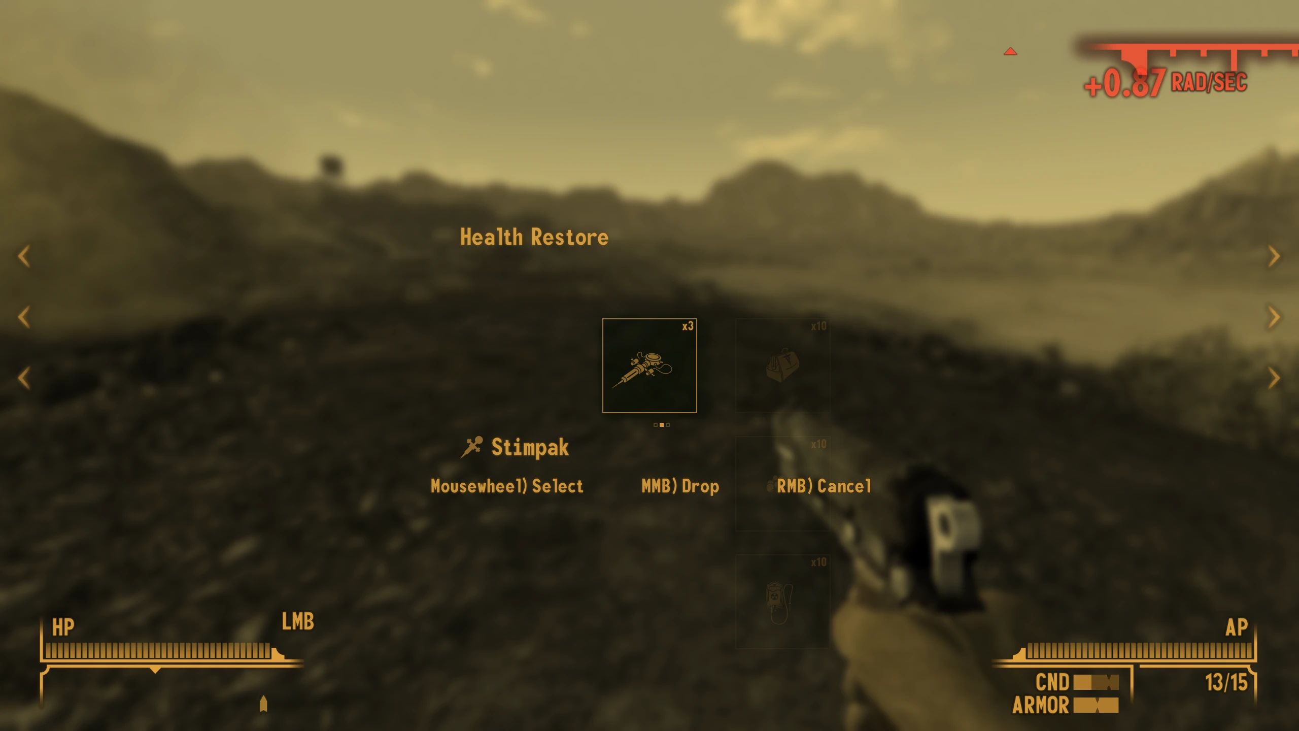 QUIP - Quick Use Inventory Panel mod for Fallout: New Vegas