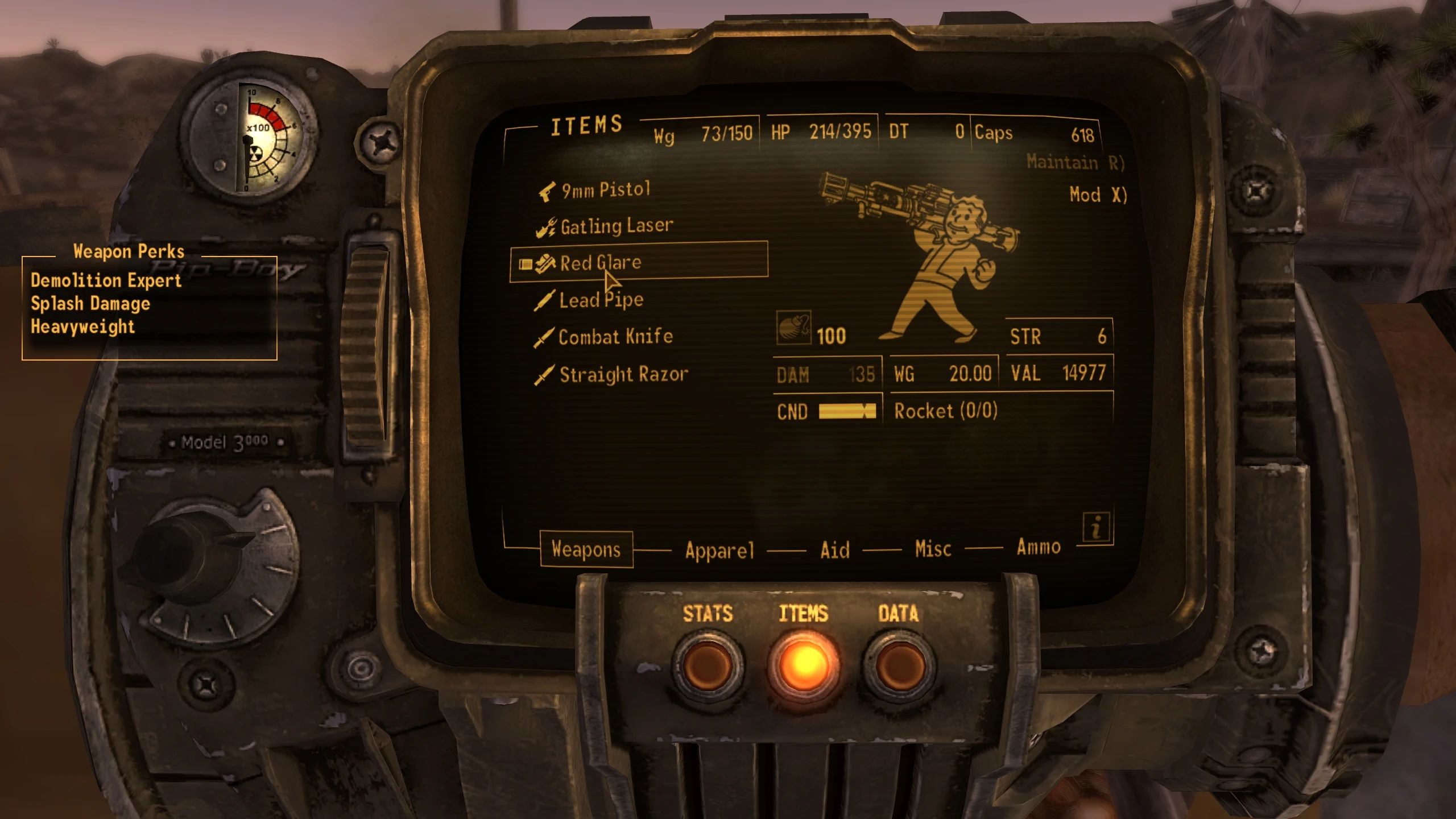 WARPED - Weapon Armor Recipe Perk Enhanced Display mod for Fallout: New Vegas