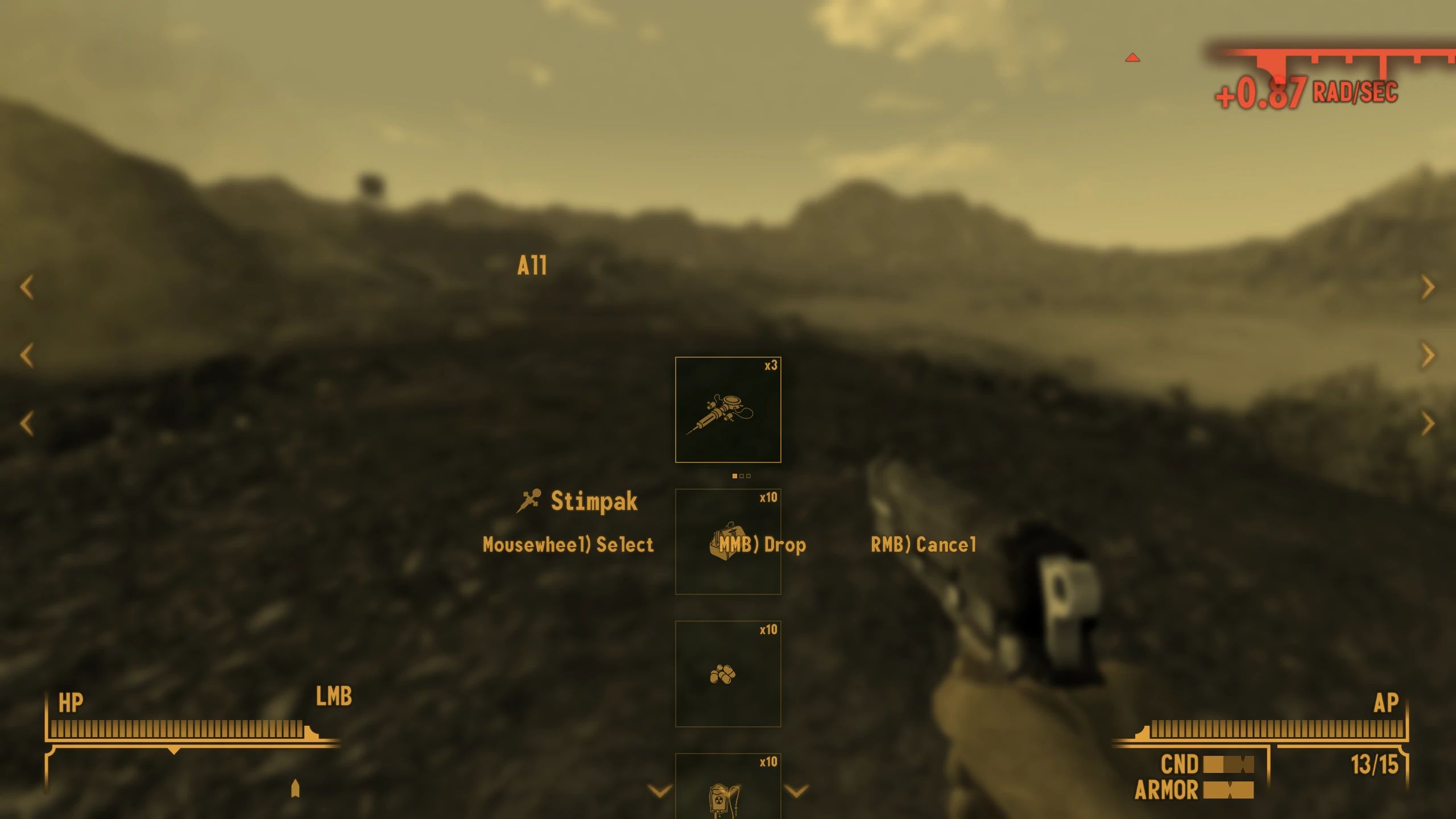 QUIP - Quick Use Inventory Panel mod for Fallout: New Vegas