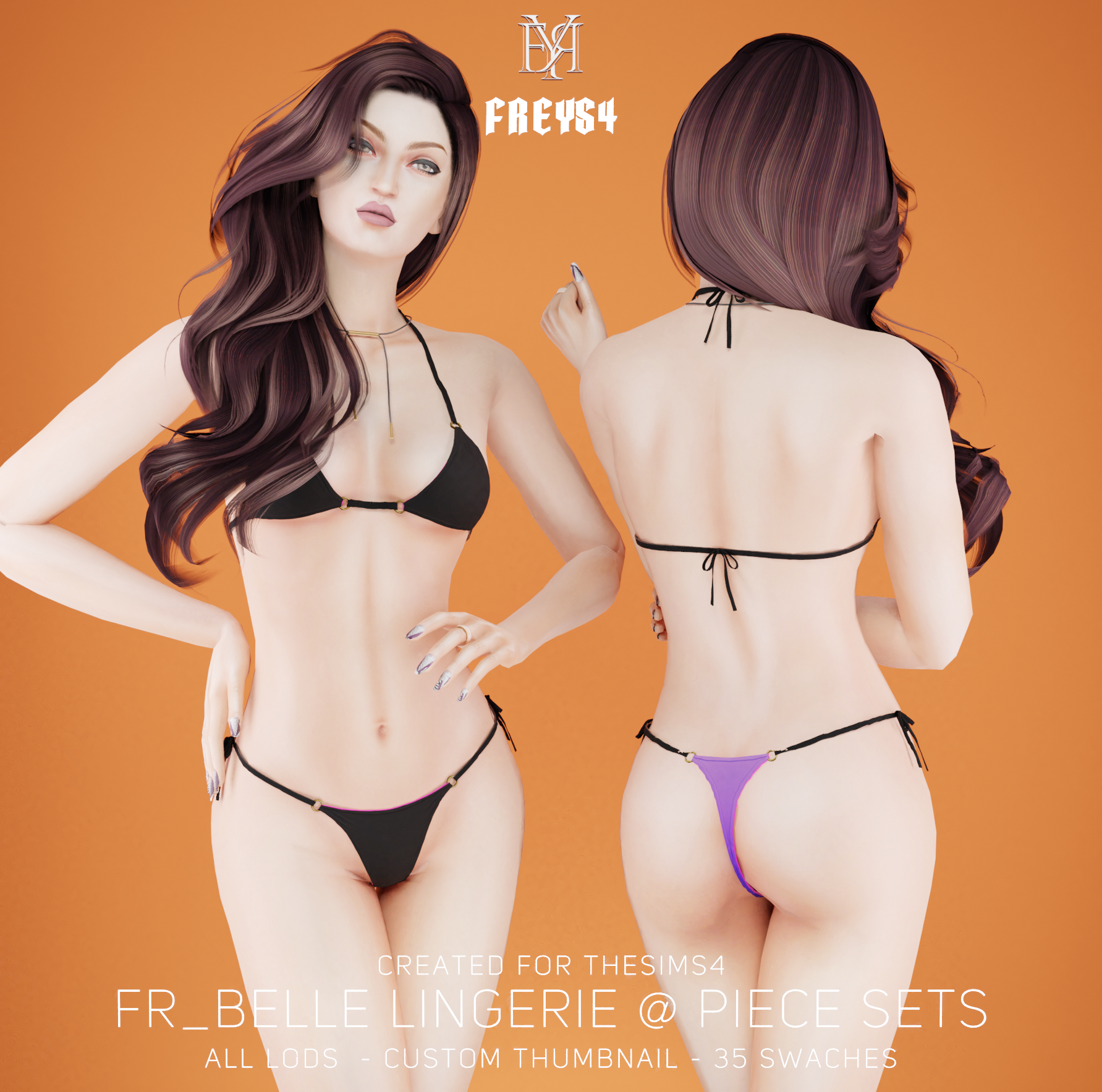 FR_Belle Lingerie 2 Piece Sets [top] mod for The Sims 4 