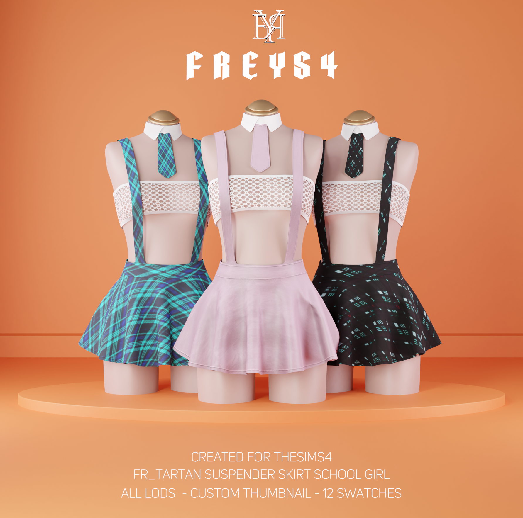 FR_Tartan Suspender Skirt School Girl mod for The Sims 4 