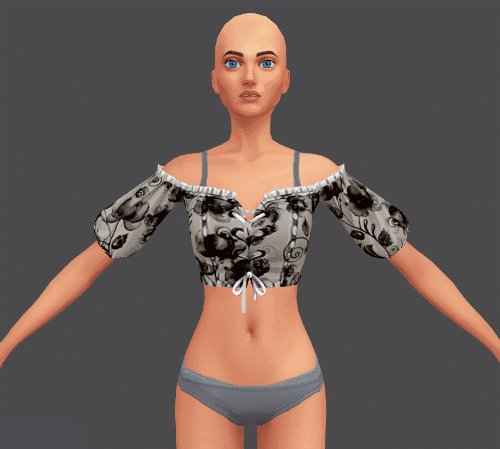 Lightweight Off-Shoulder Floral Blouse mod for The Sims 4 