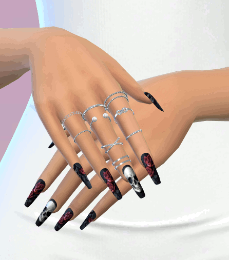 Goth nails set 96 mod for The Sims 4 