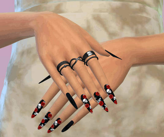 Goth nails set 14 mod for The Sims 4 