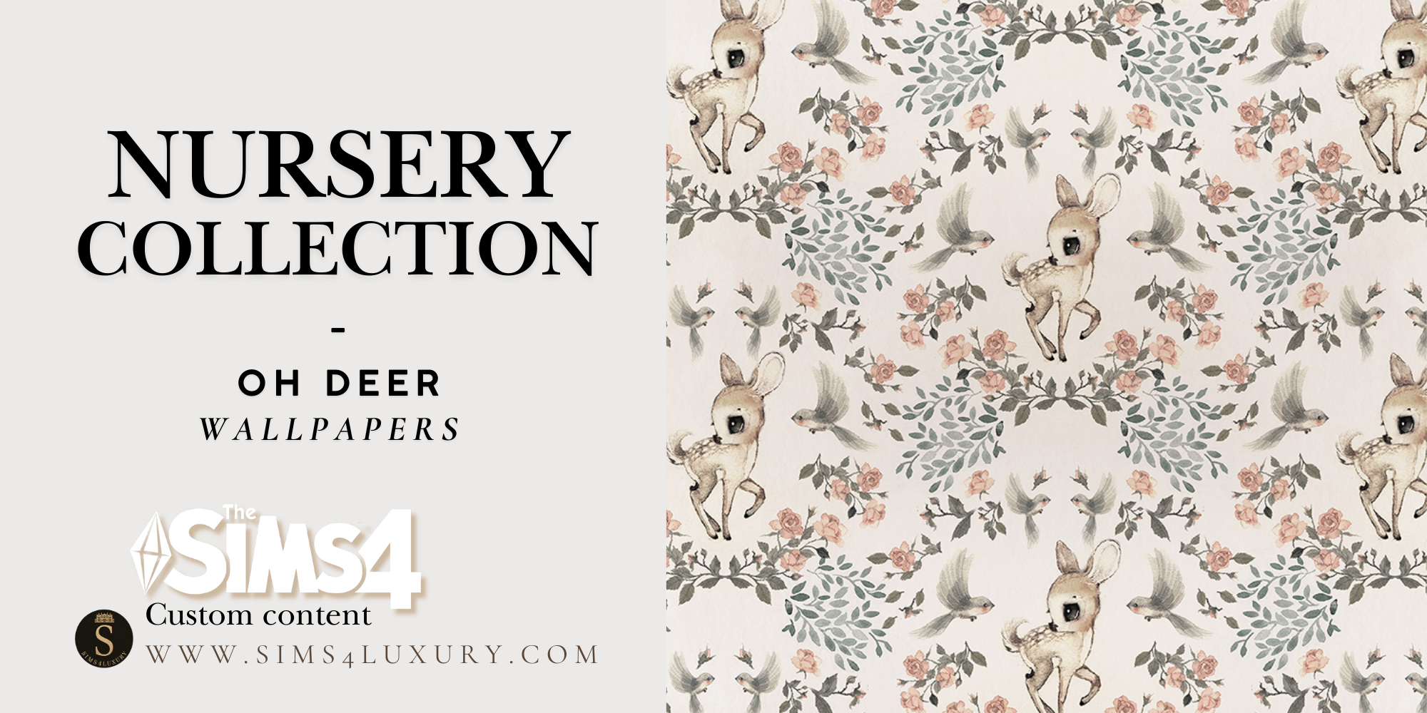 Sims4Luxury - Nursery - Oh Deer - Wallpapers mod for The Sims 4 
