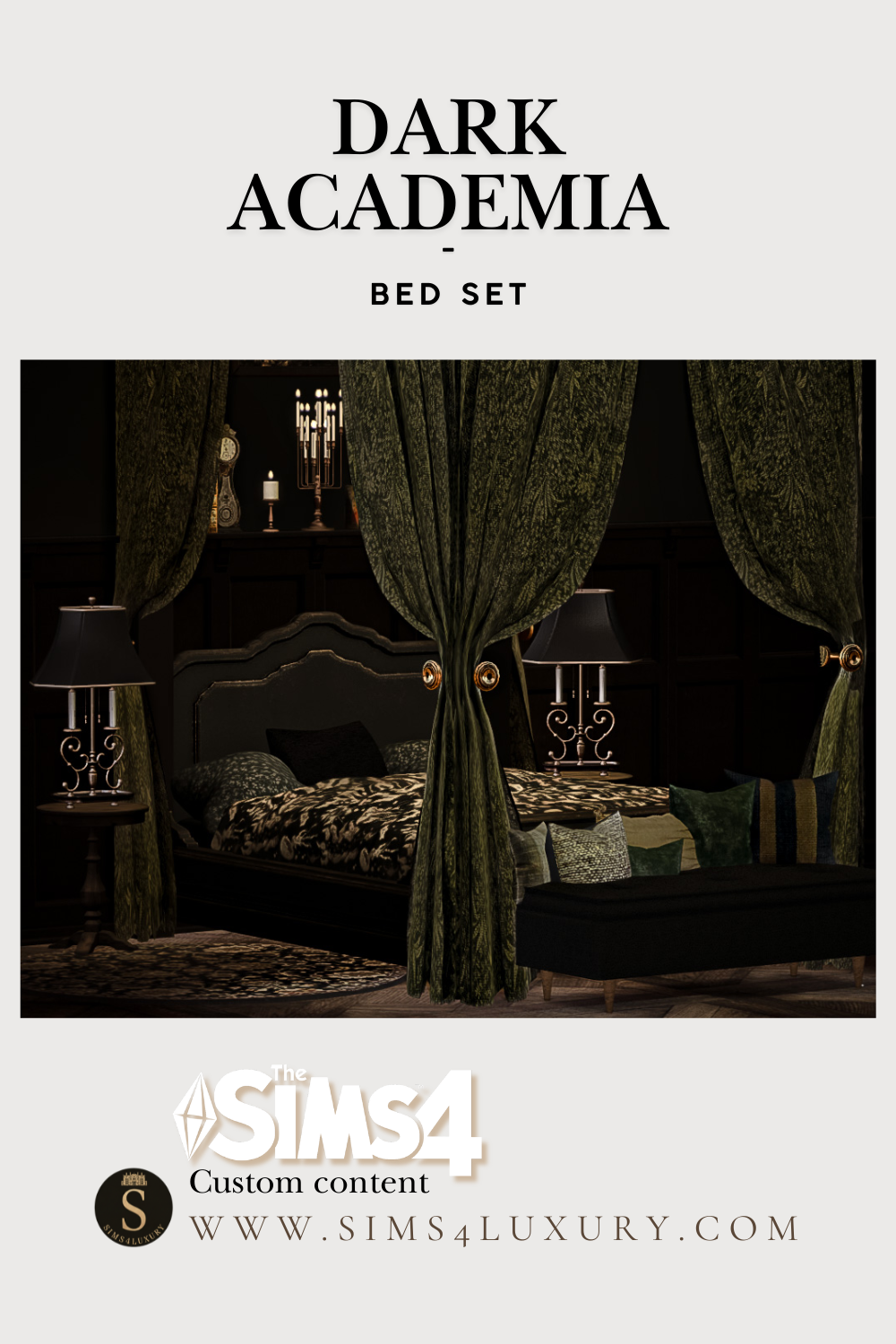 Sims4Luxury - Dark Academia - Bed set mod for The Sims 4 