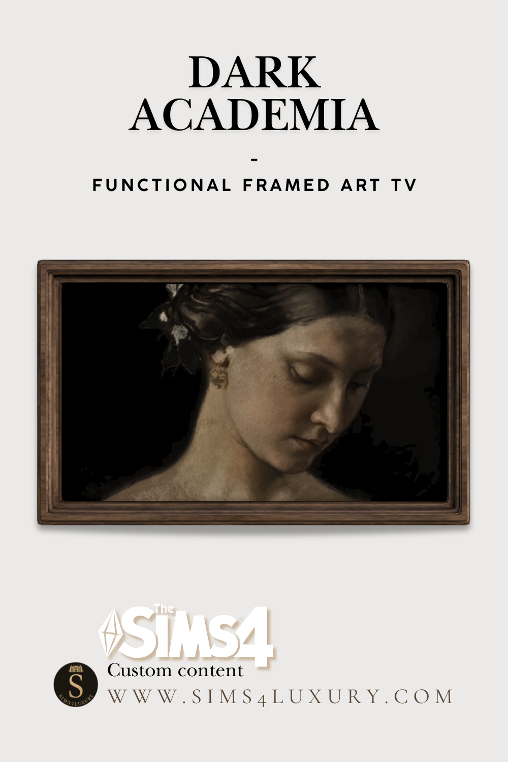Sims4Luxury - Dark Academia - Functional framed art TV mod for The Sims 4 