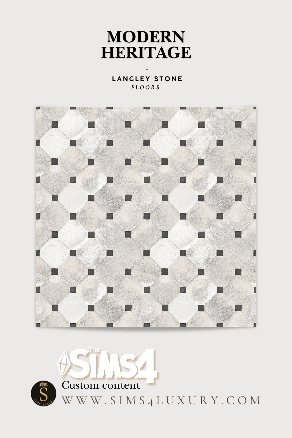 Sims4Luxury - Modern Heritage - Langley Stone - Floors mod for The Sims 4 