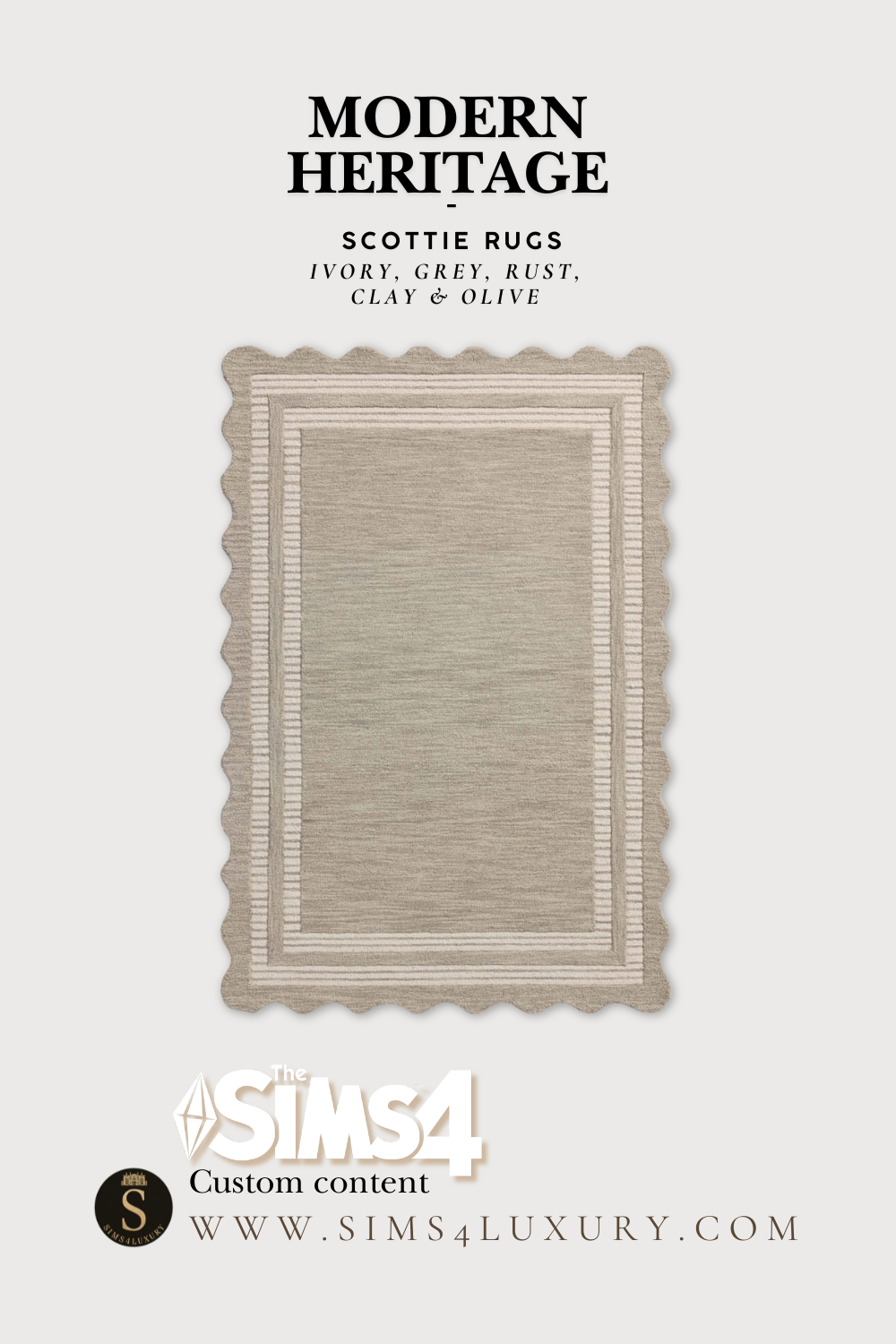 Sims4Luxury - Modern Heritage - Scottie rugs x5 mod for The Sims 4 