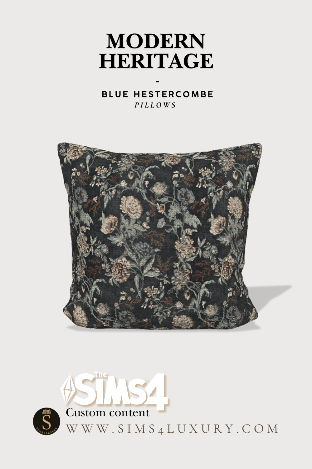 Sims4Luxury - Modern Heritage - Blue Hestercombe - Pillows mod for The Sims 4 