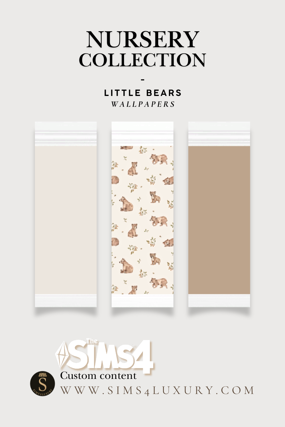 Sims4Luxury - Nursery - Little bears - Wallpapers mod for The Sims 4 