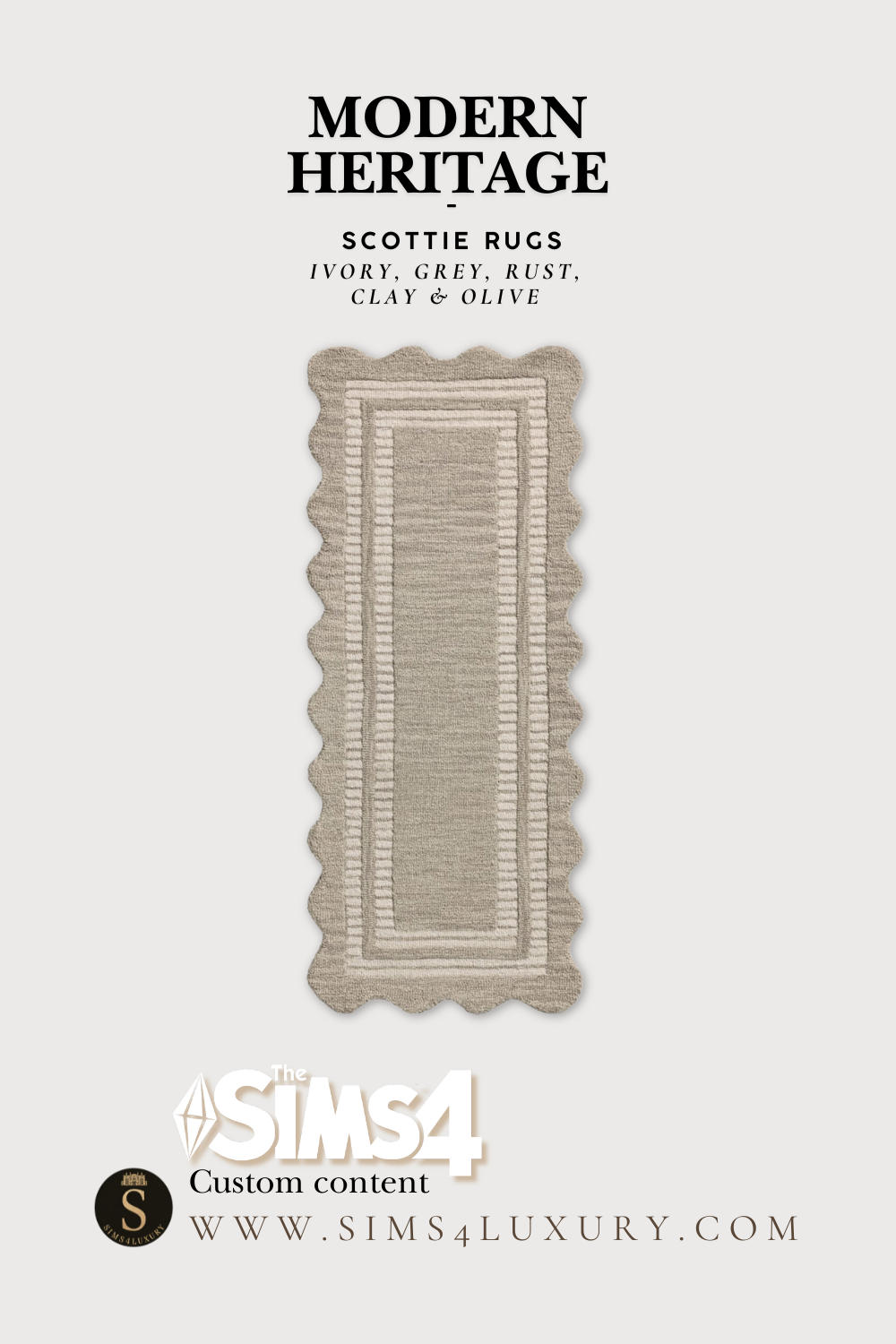 Sims4Luxury - Modern Heritage - Scottie rugs x5 mod for The Sims 4 