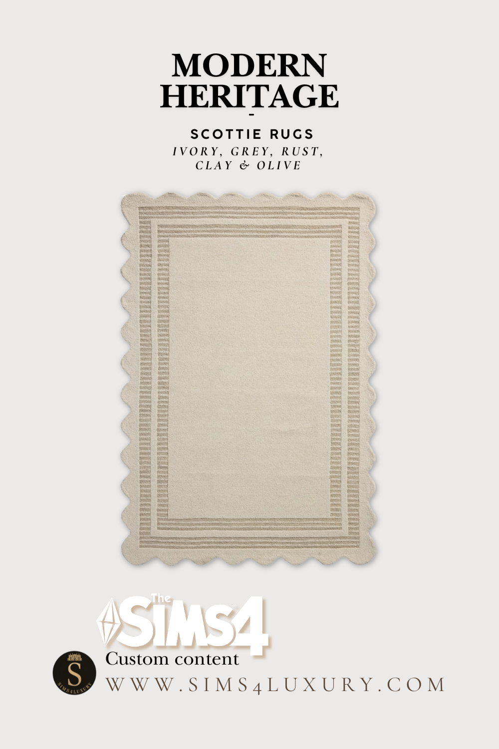 Sims4Luxury - Modern Heritage - Scottie rugs x5 mod for The Sims 4 