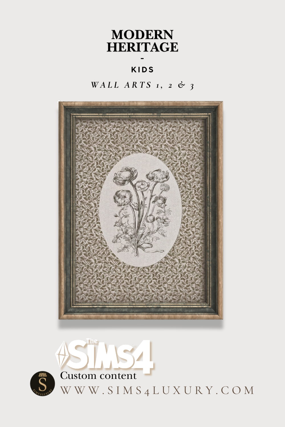 Sims4Luxury - Modern Heritage - Kids Wall Arts 1, 2 & 3 mod for The Sims 4 