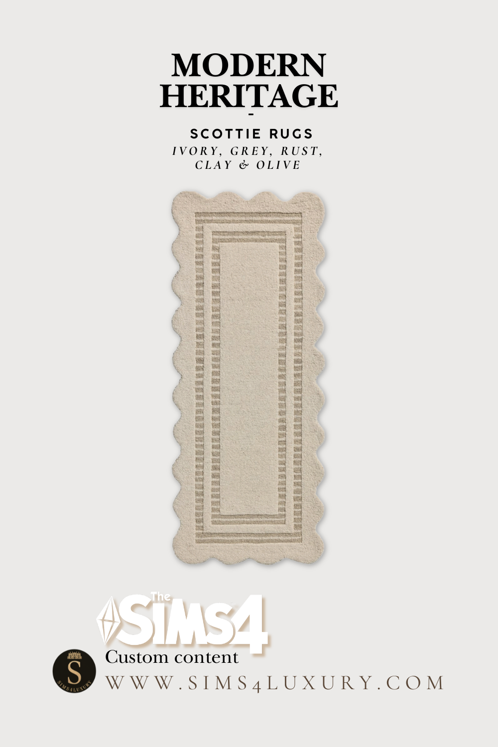 Sims4Luxury - Modern Heritage - Scottie rugs x5 mod for The Sims 4 