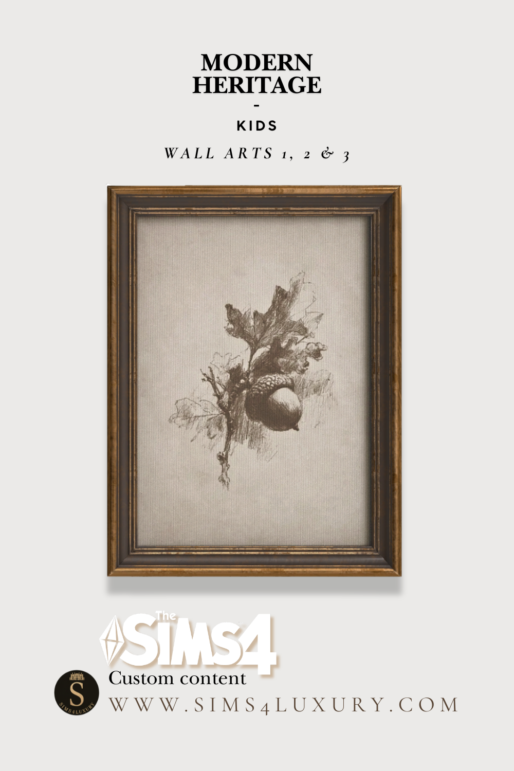 Sims4Luxury - Modern Heritage - Kids Wall Arts 1, 2 & 3 mod for The Sims 4 