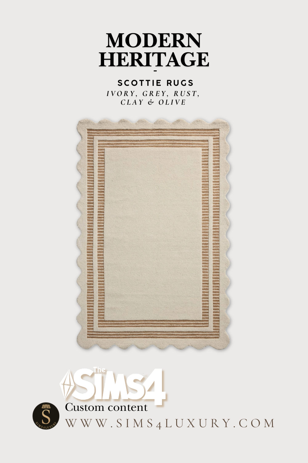 Sims4Luxury - Modern Heritage - Scottie rugs x5 mod for The Sims 4 