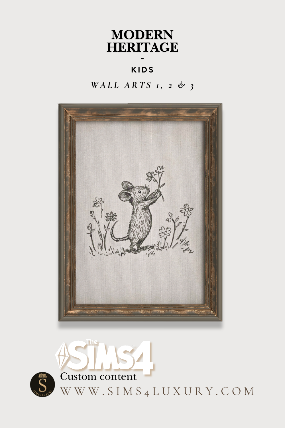 Sims4Luxury - Modern Heritage - Kids Wall Arts 1, 2 & 3 mod for The Sims 4 