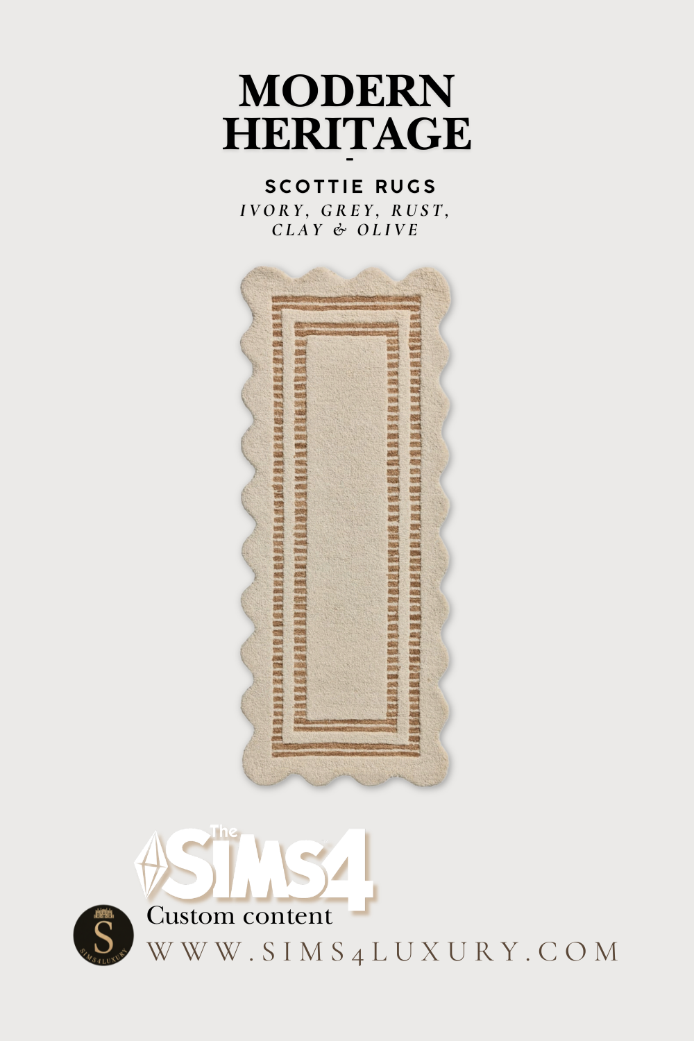 Sims4Luxury - Modern Heritage - Scottie rugs x5 mod for The Sims 4 