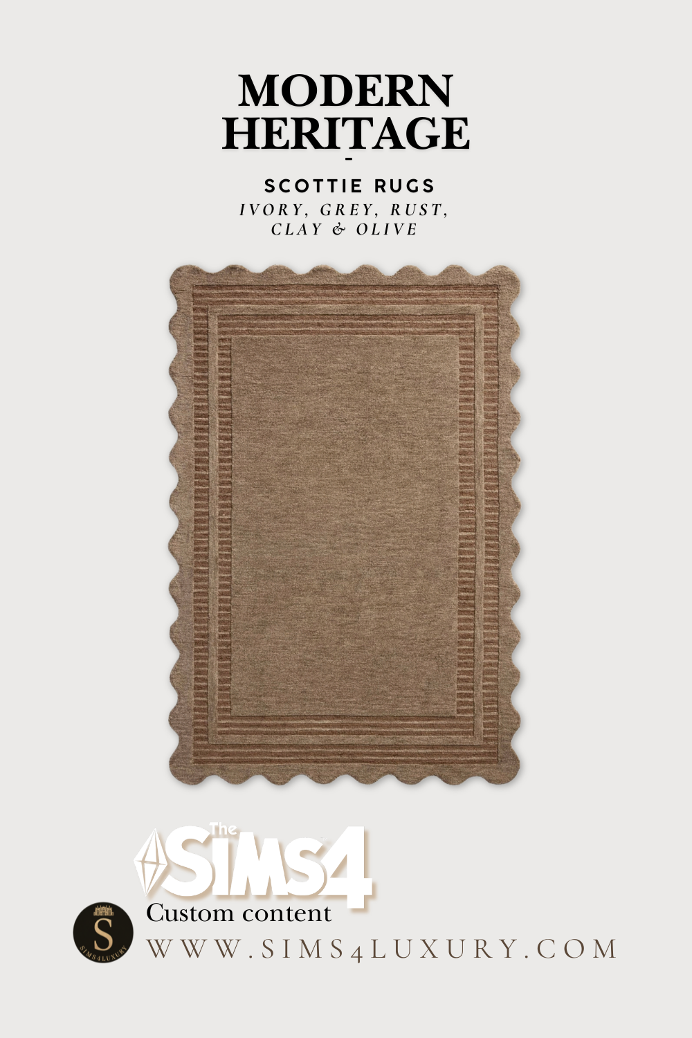 Sims4Luxury - Modern Heritage - Scottie rugs x5 mod for The Sims 4 