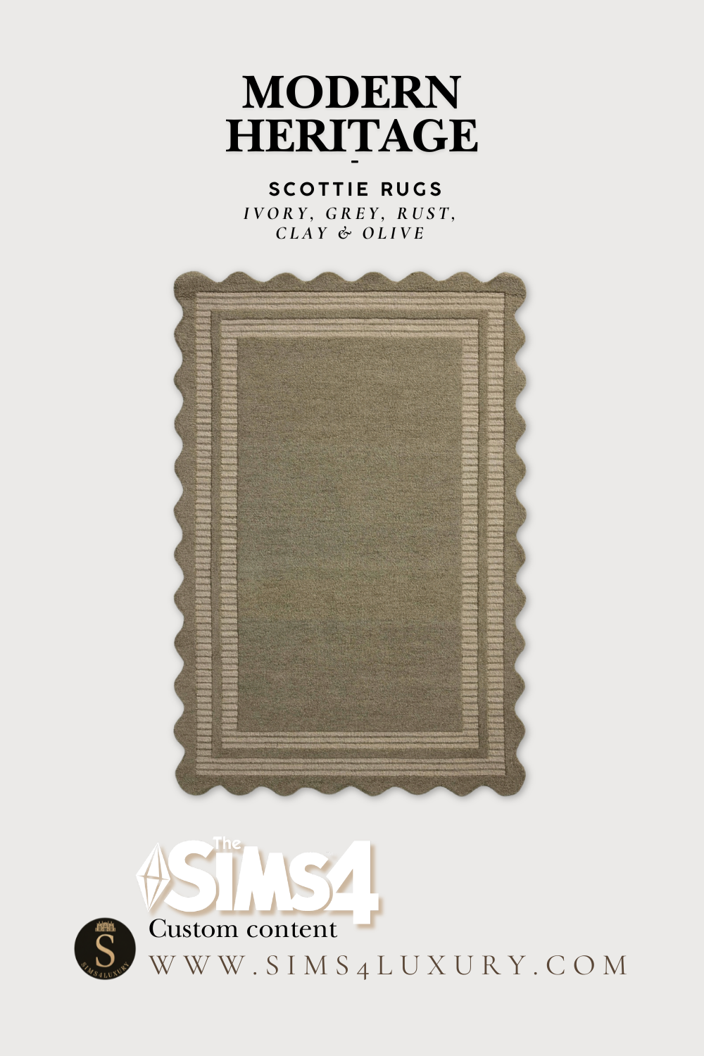 Sims4Luxury - Modern Heritage - Scottie rugs x5 mod for The Sims 4 