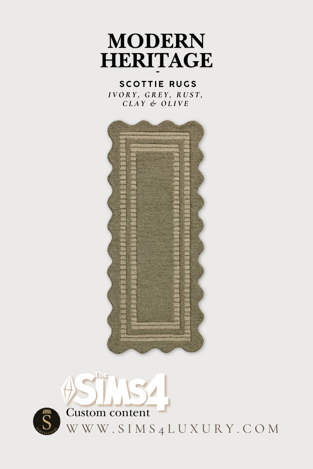 Sims4Luxury - Modern Heritage - Scottie rugs x5 mod for The Sims 4 