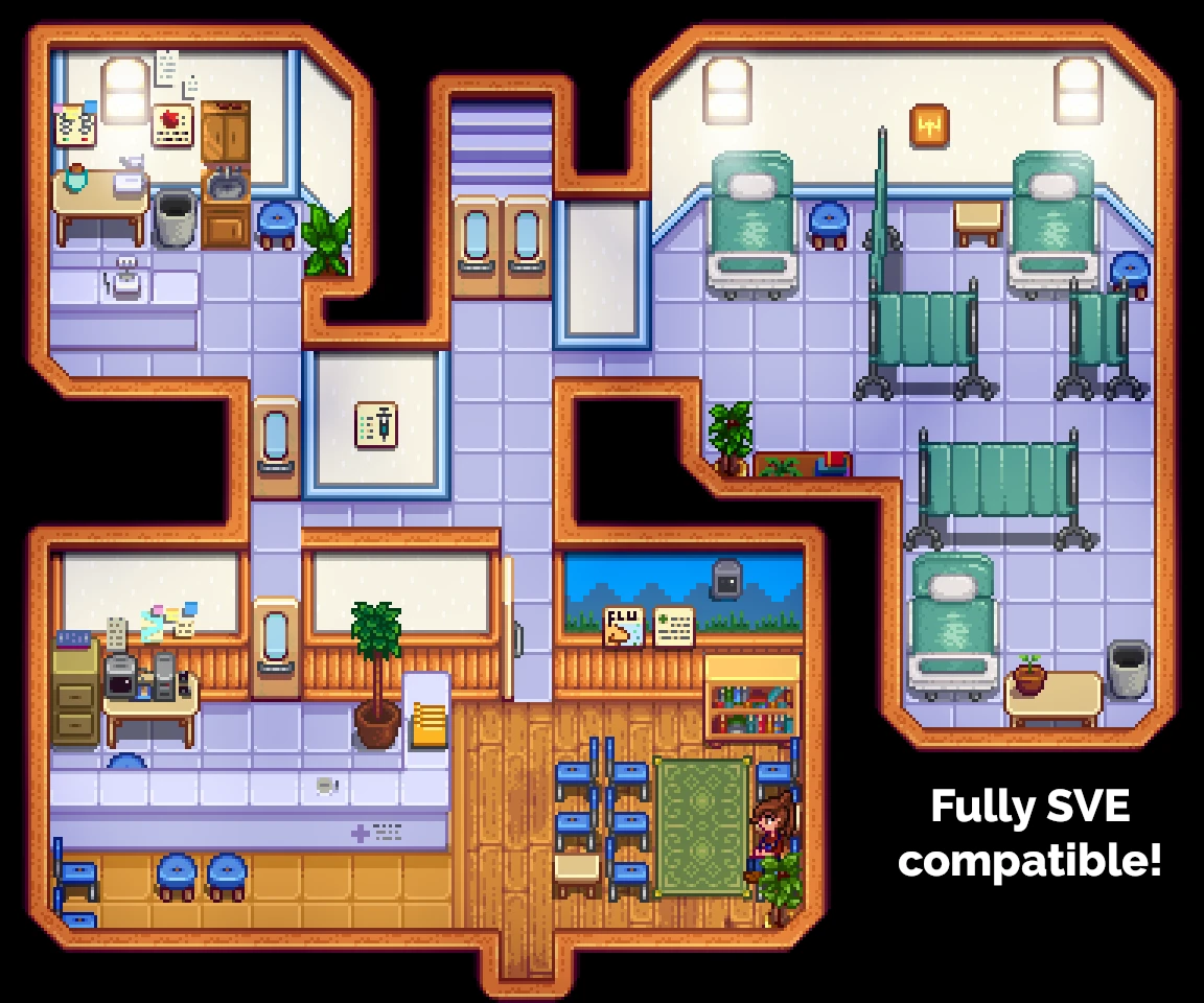 Better Clinic Beds mod for Stardew Valley