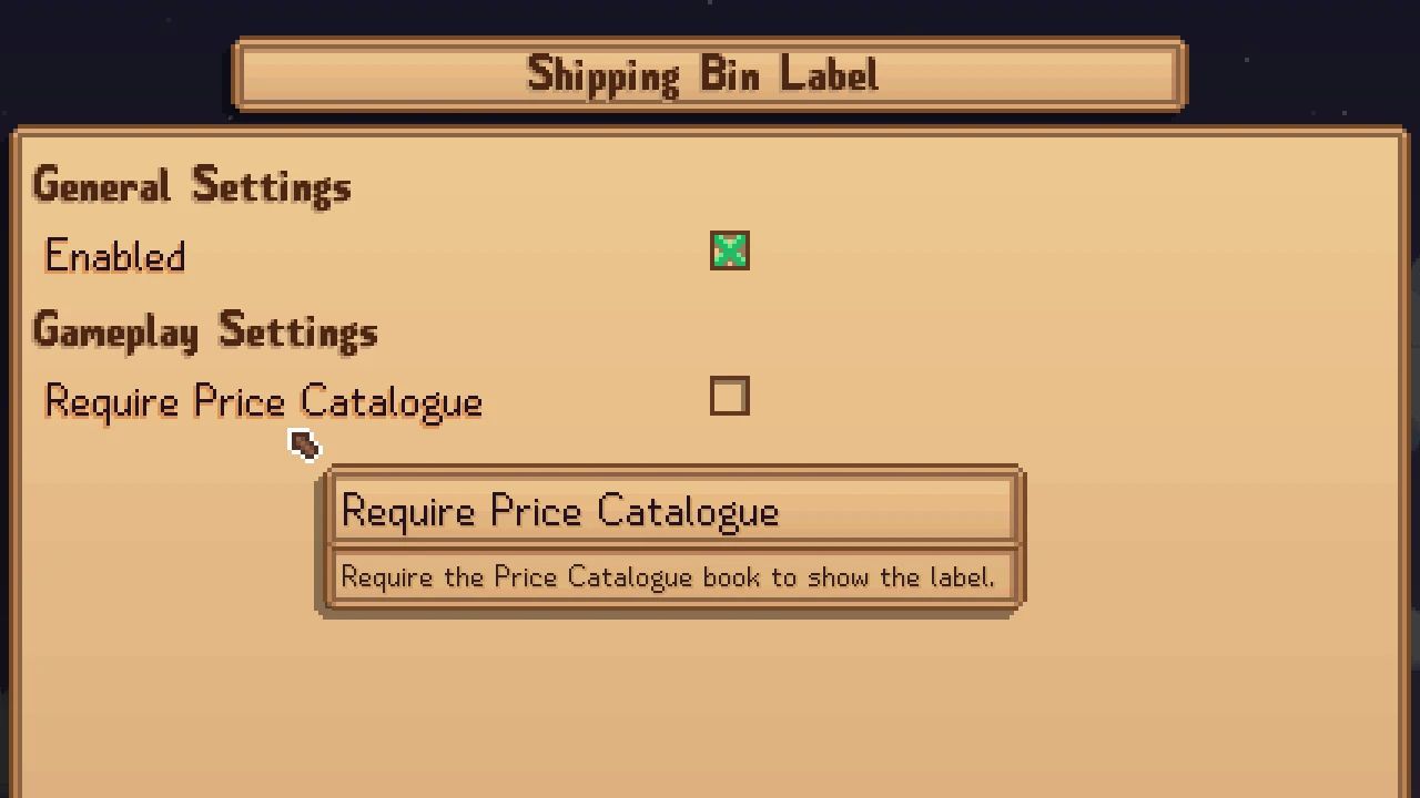 Shipping Bin Label (Fixed - Continued - Summary - Tooltip - 1.6) mod for Stardew Valley
