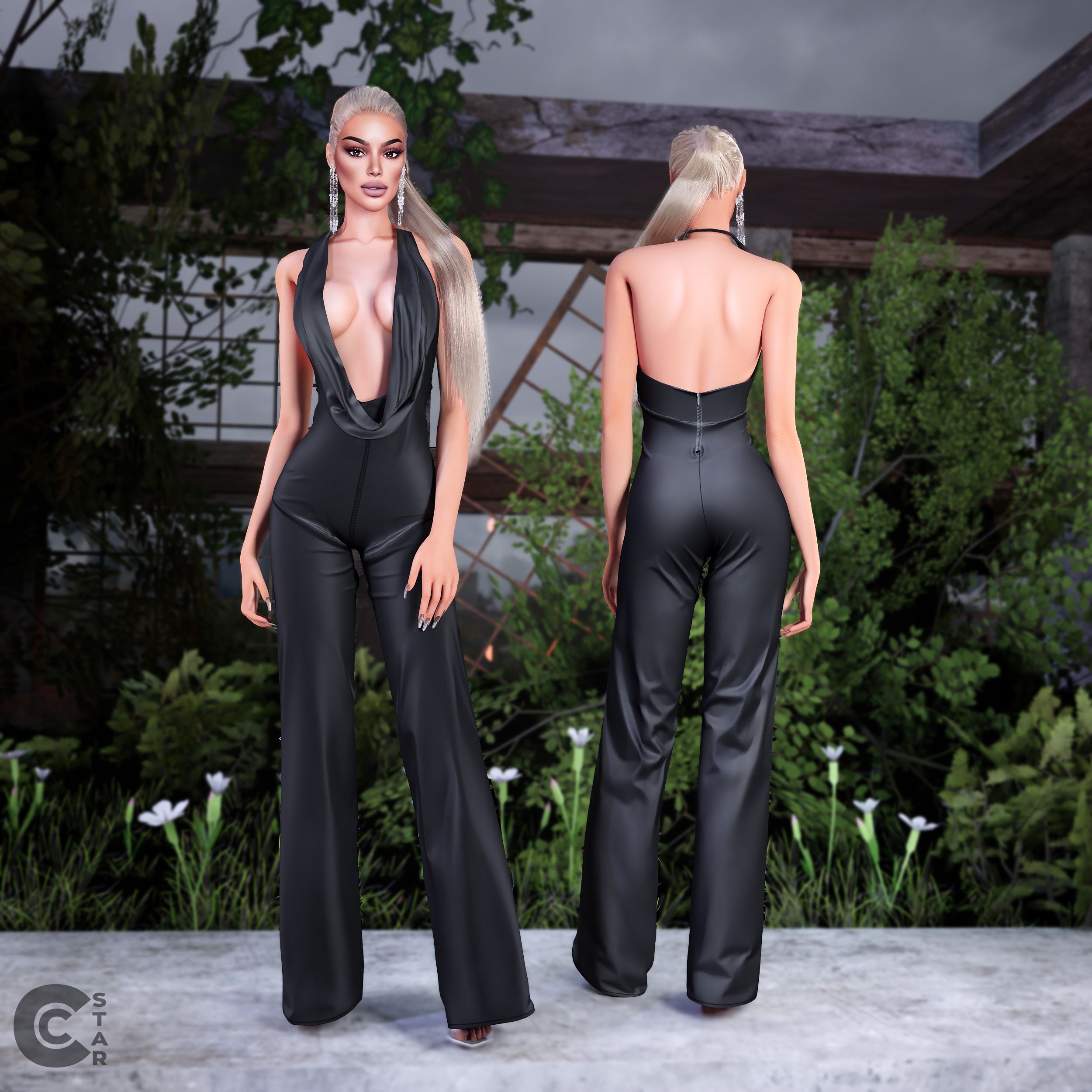 Cowl Neck Jumpsuit mod for The Sims 4 