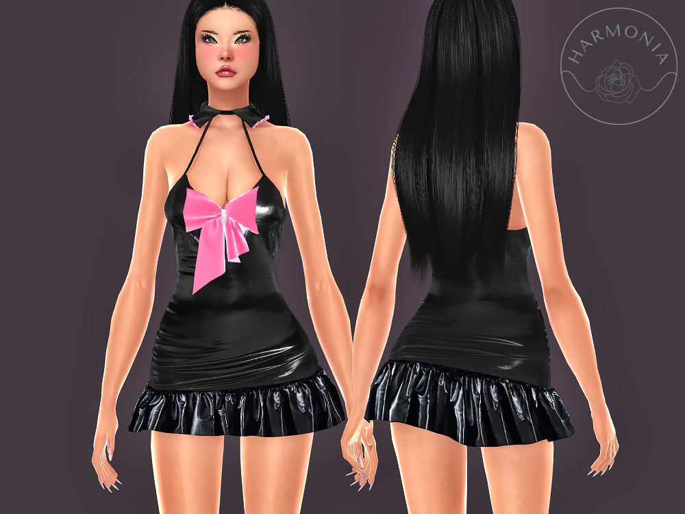 Harmonia - Ribbon Leather Dress mod for The Sims 4 