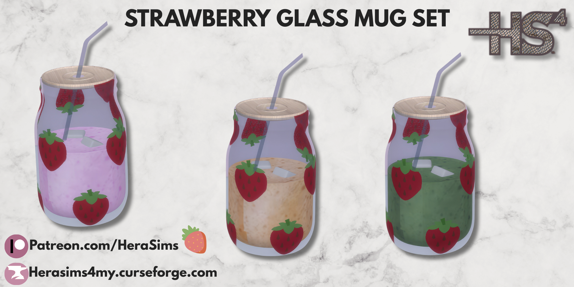 Strawberry glass mug mod for The Sims 4 