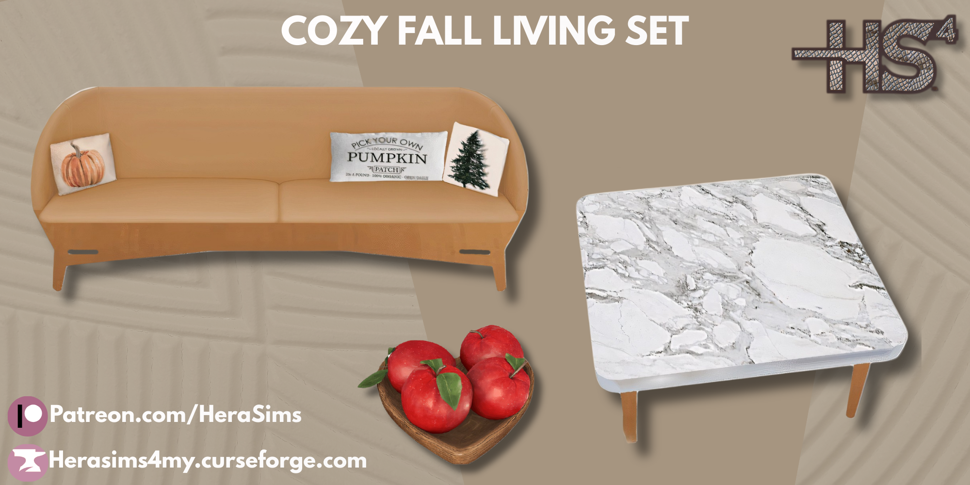 Cozy fall living set mod for The Sims 4 
