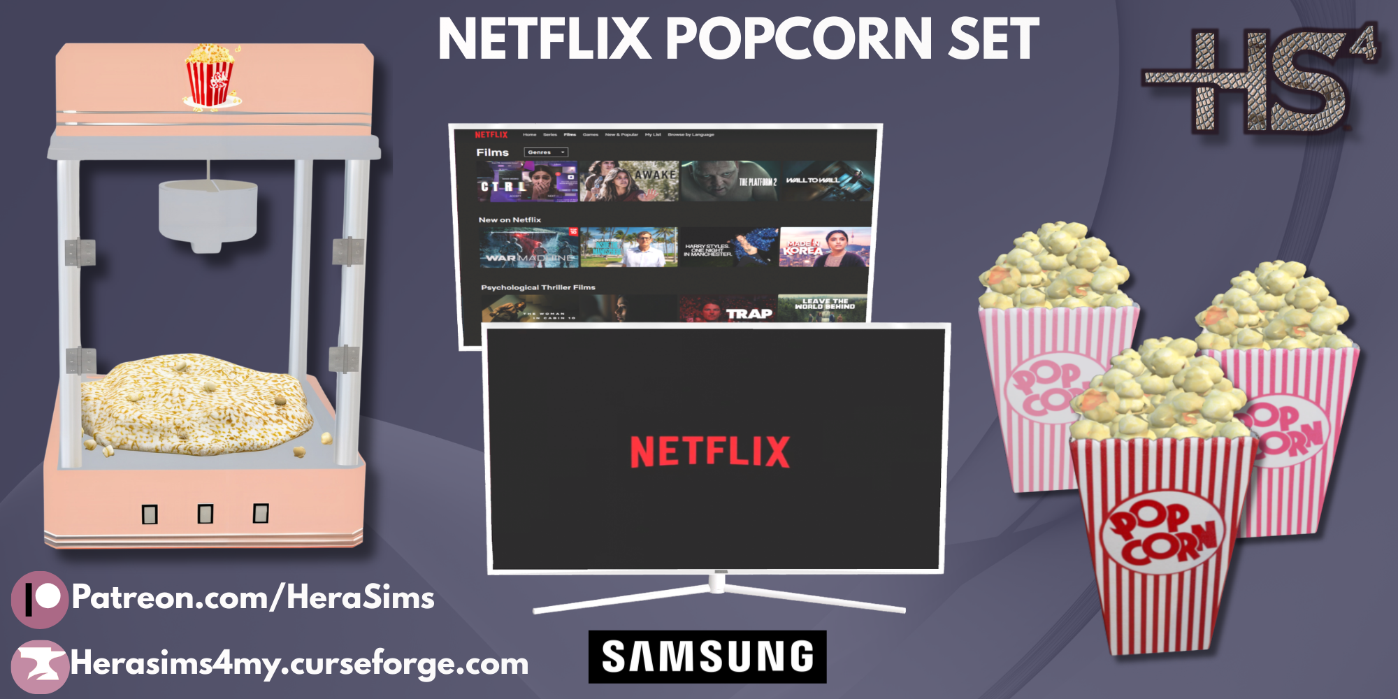 Netflix Popcorn set mod for The Sims 4 