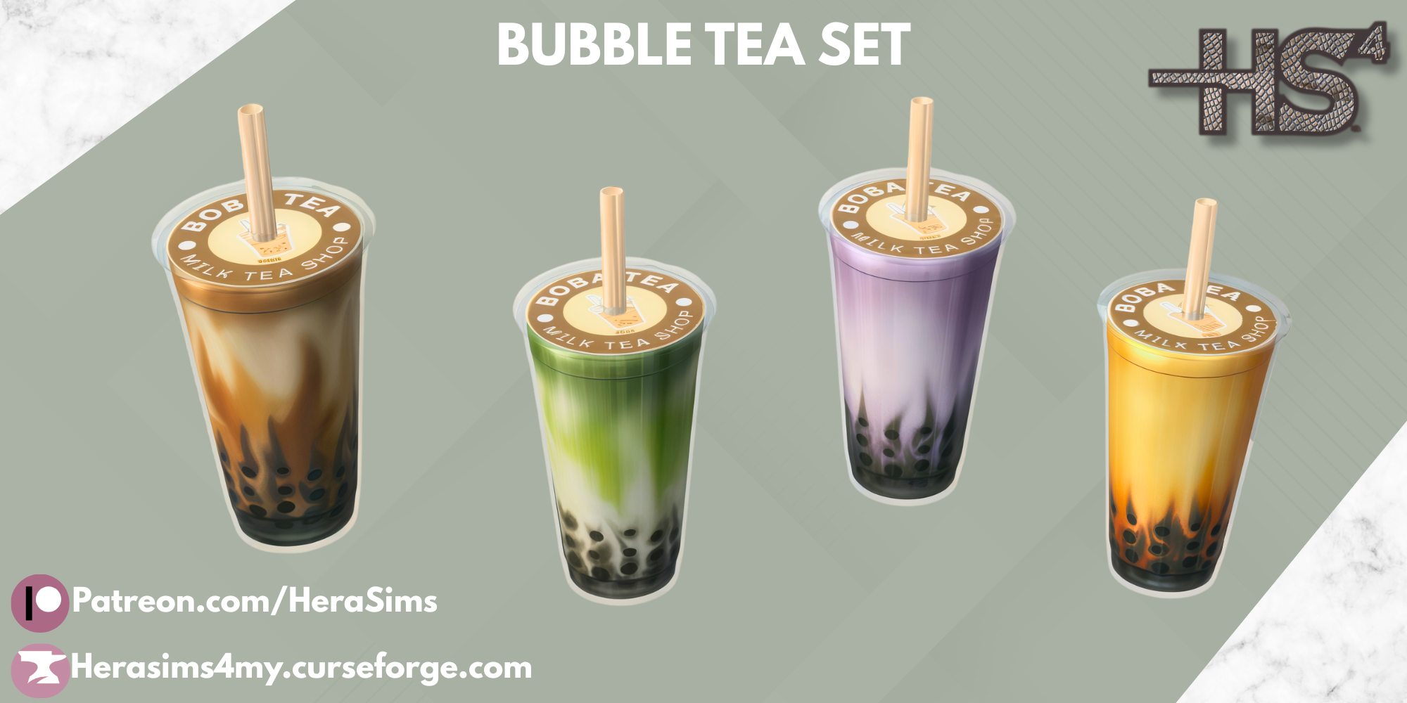 Bubble tea set mod for The Sims 4 