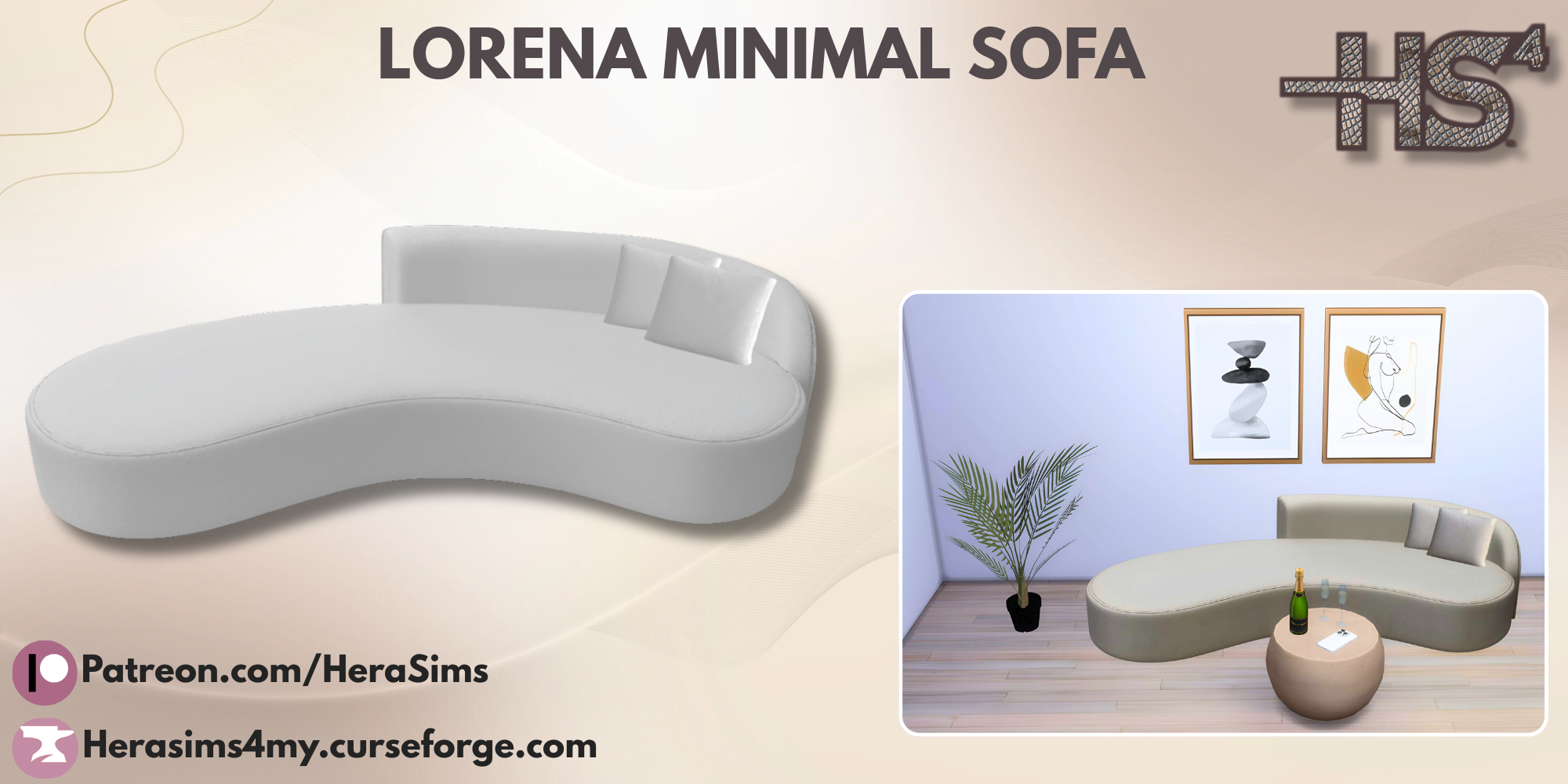 Lorena Minimal Sofa mod for The Sims 4 