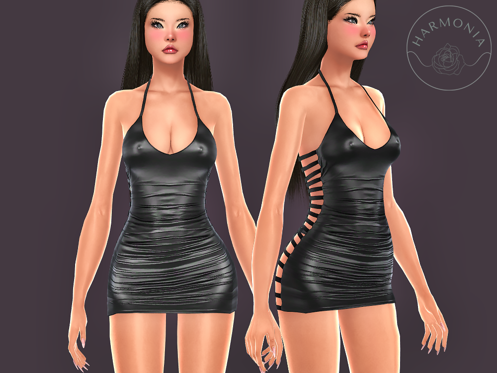 Harmonia - Lace-up Back Leather Dress mod for The Sims 4 