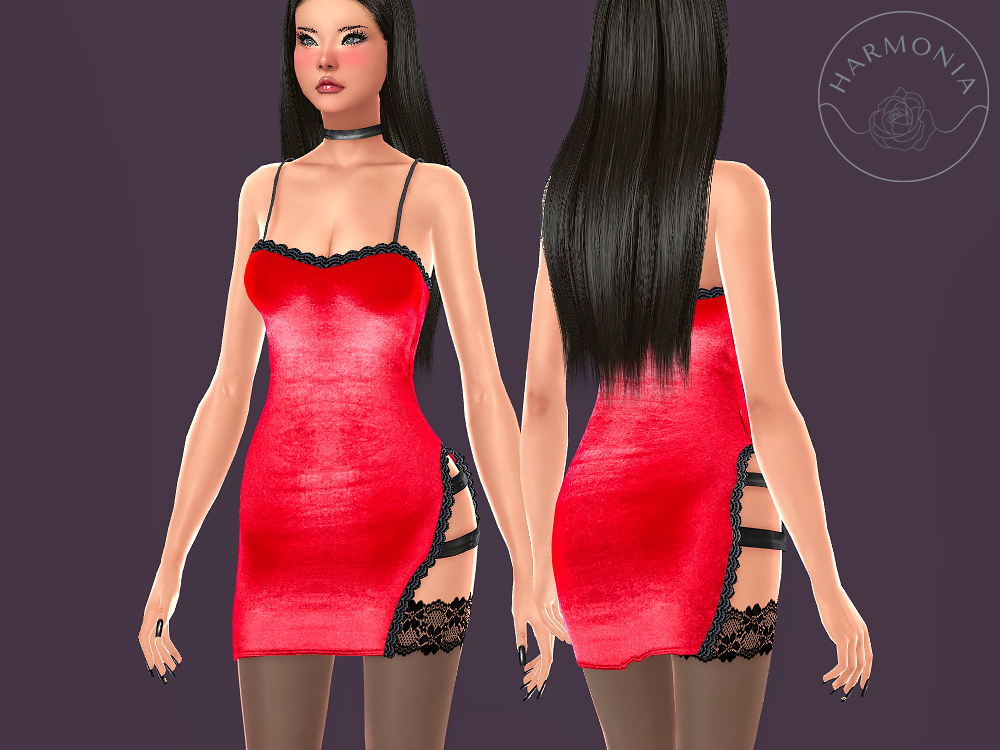 Harmonia - Velvet Dress With Socks mod for The Sims 4 