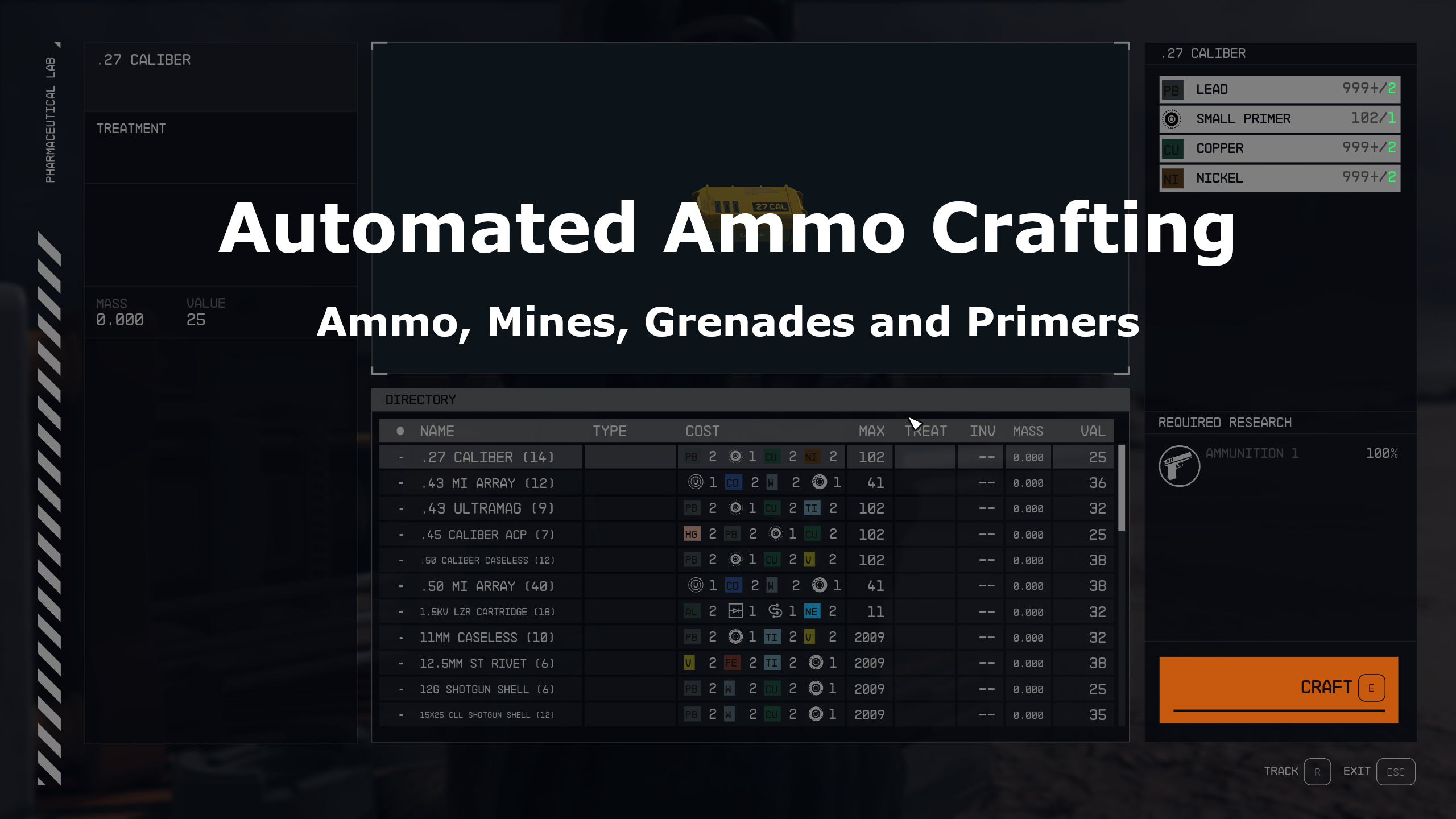 Automated Ammo Grenades and Mine Crafting mod for Starfield