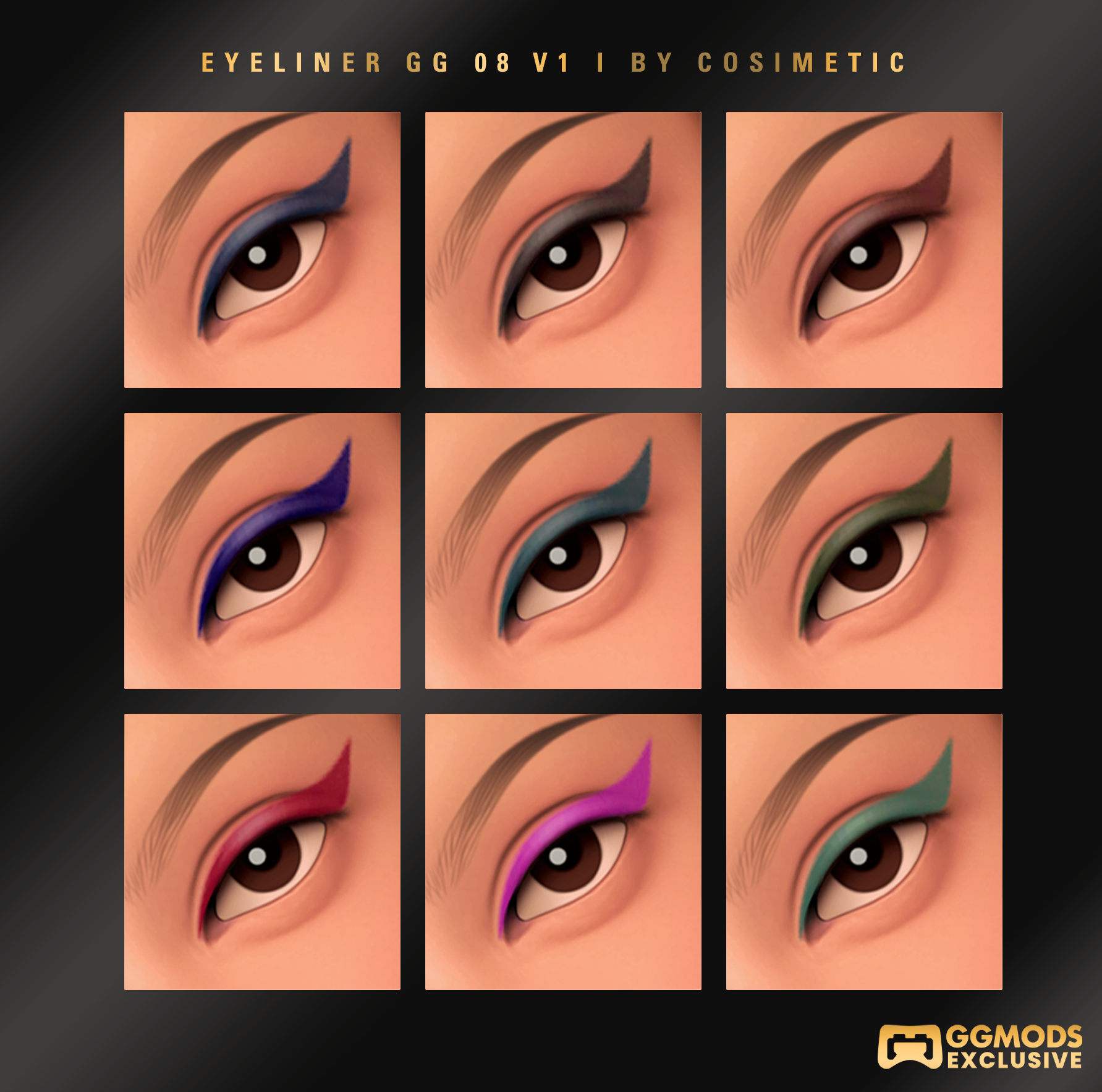 Color Edge Wing Eyeliner GG 08 V1 mod for The Sims 4 